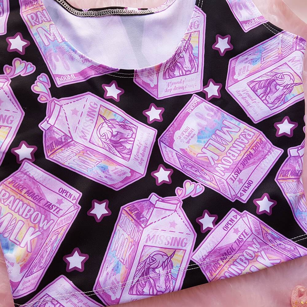 Unicorn Milk Box Sleeveless Crop - Black