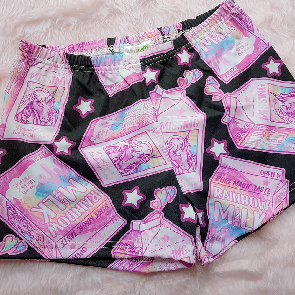 Black Rainbow Milk Booty Shorts