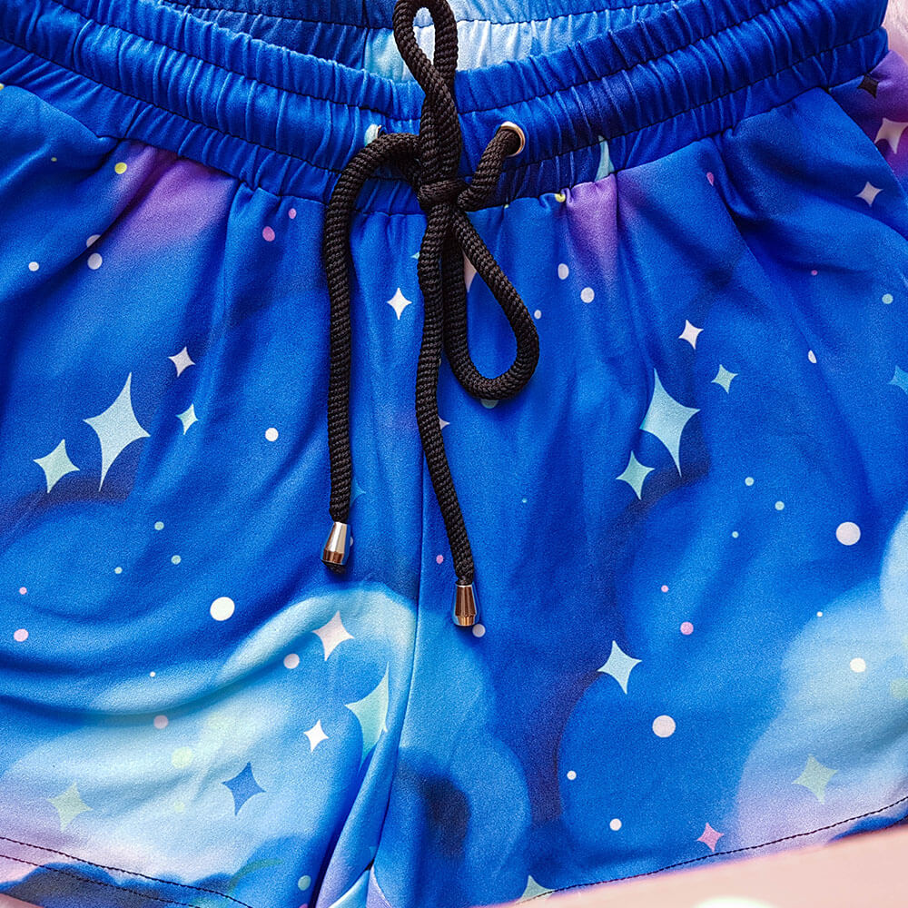 Blue Galaxy Velour Shorts