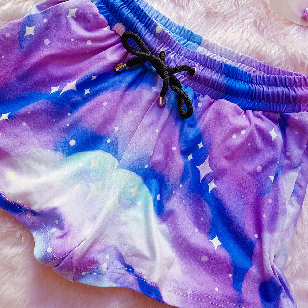 Purple Galaxy Velour Shorts