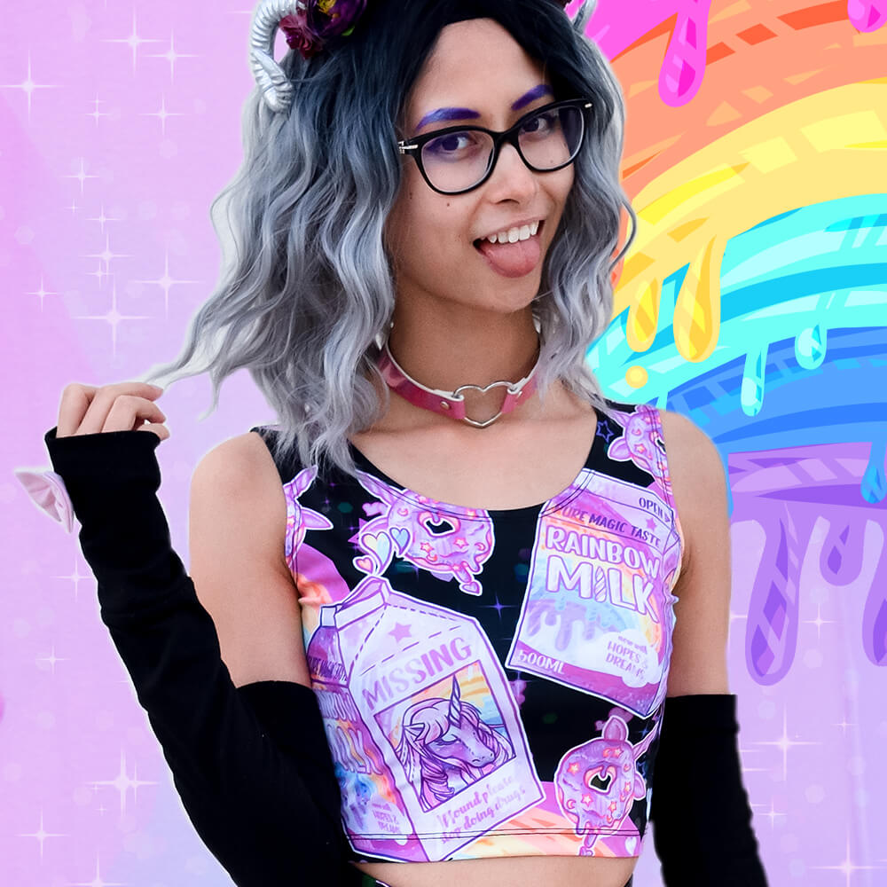 Rainbow Unicorn Milk Crop - Black
