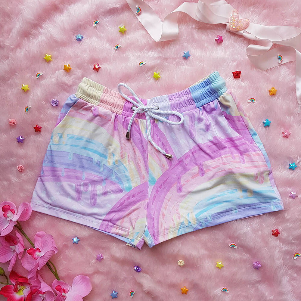 Pastel Rainbow Velour Shorts