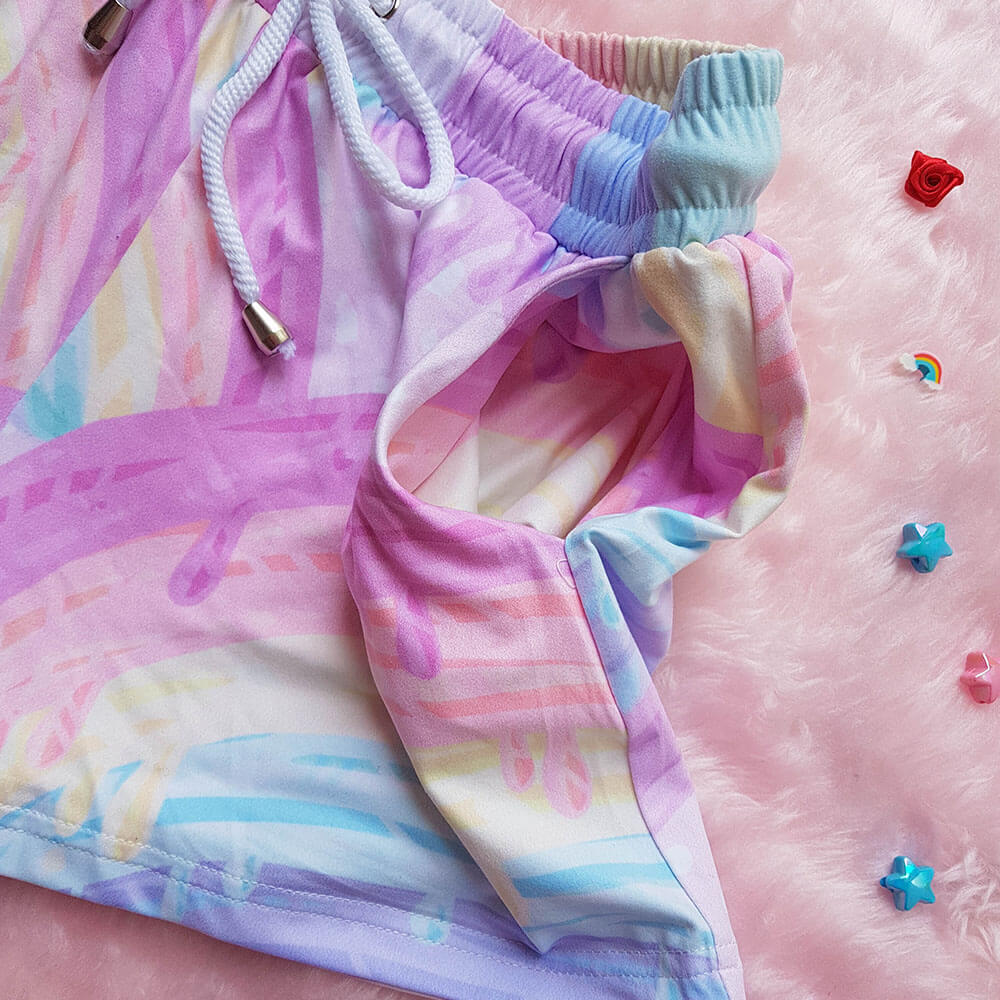 Pastel Rainbow Velour Shorts