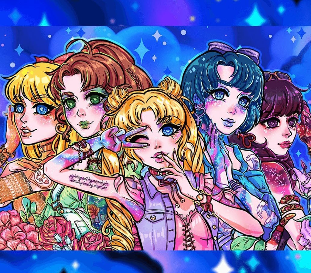 Sailor Moon baddies tattoos fan art prints modern