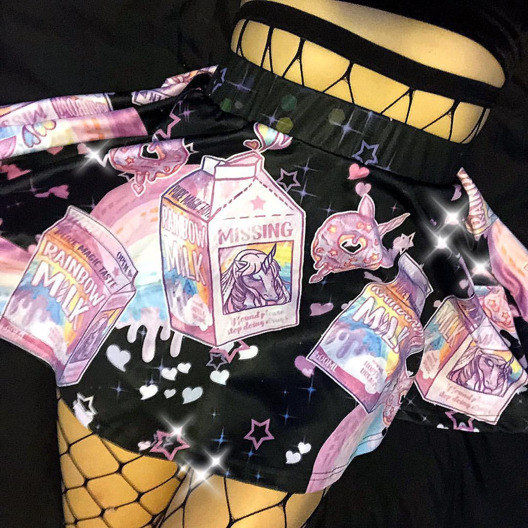 Rainbow Milk Skirt - Black