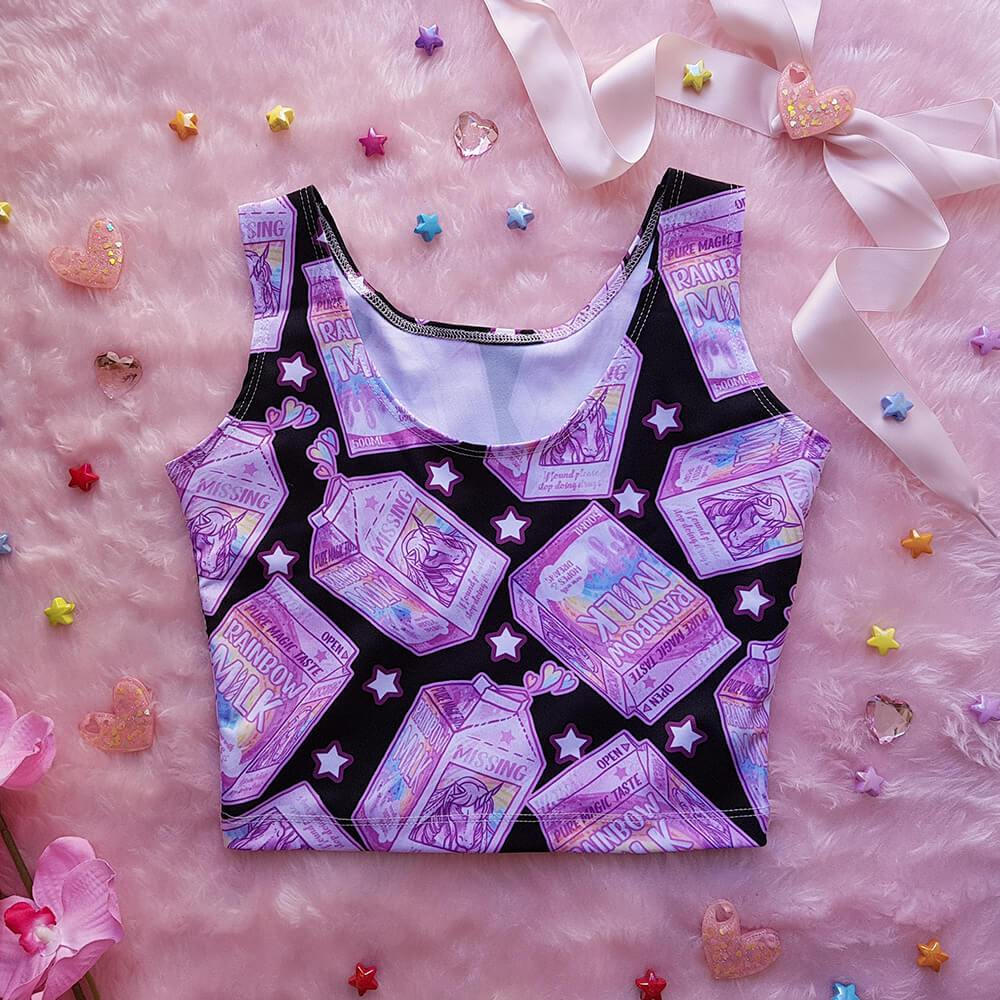 Unicorn Milk Box Sleeveless Crop - Black
