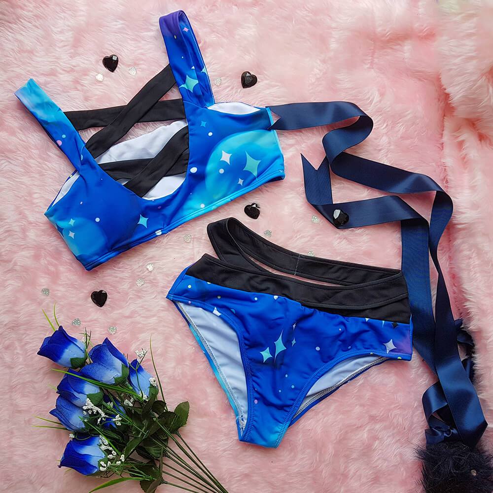 The Space Cow Swimsuit - Blue Galaxy