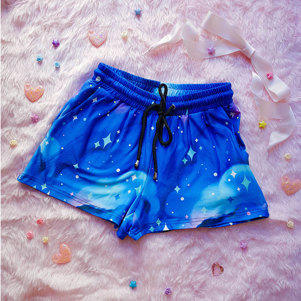 Blue Galaxy Velour Shorts