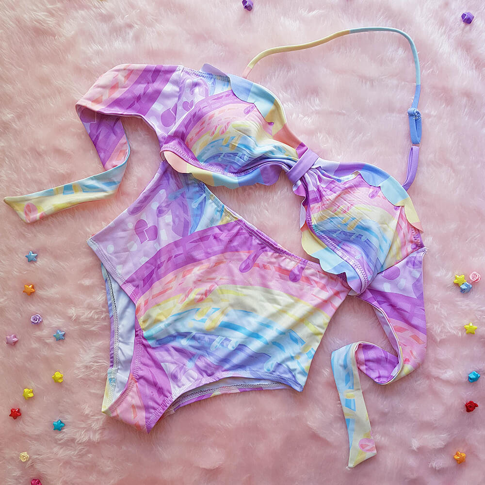 Pastel rainbow swimsuit shop