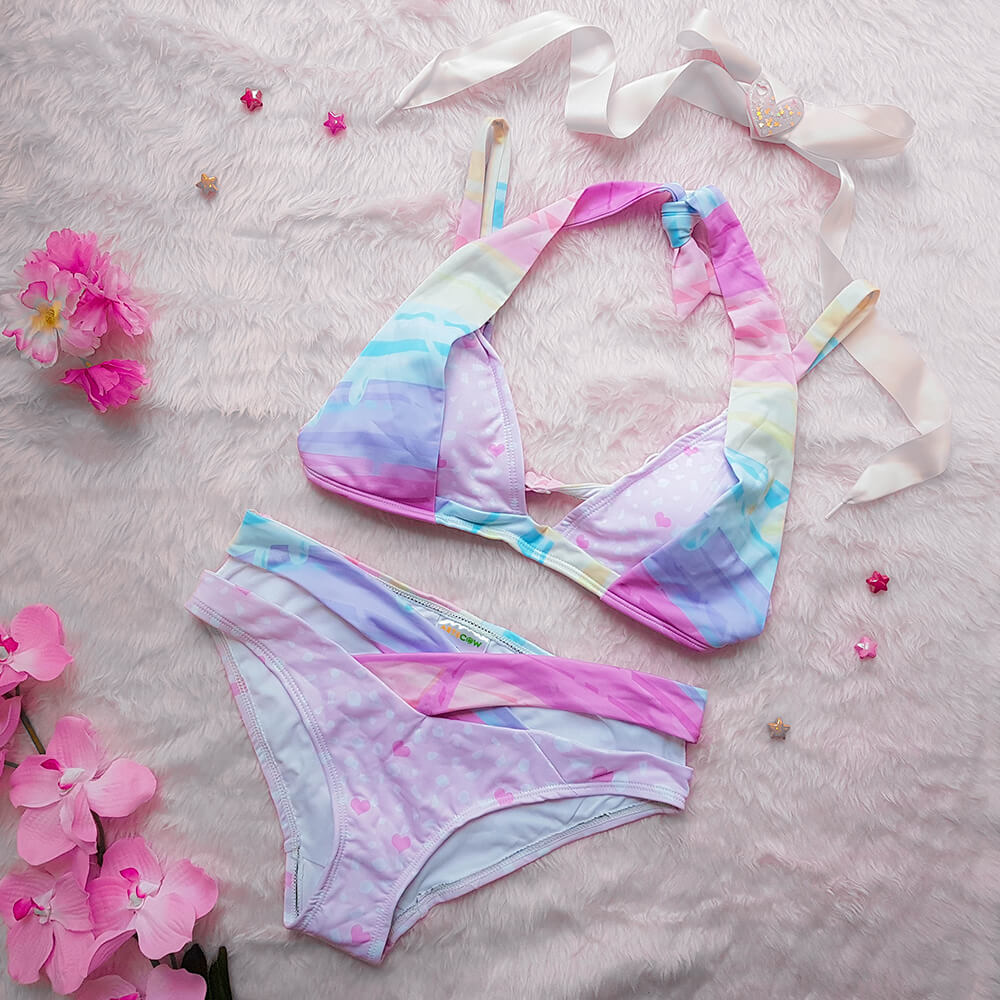 Pastel rainbow bikini deals