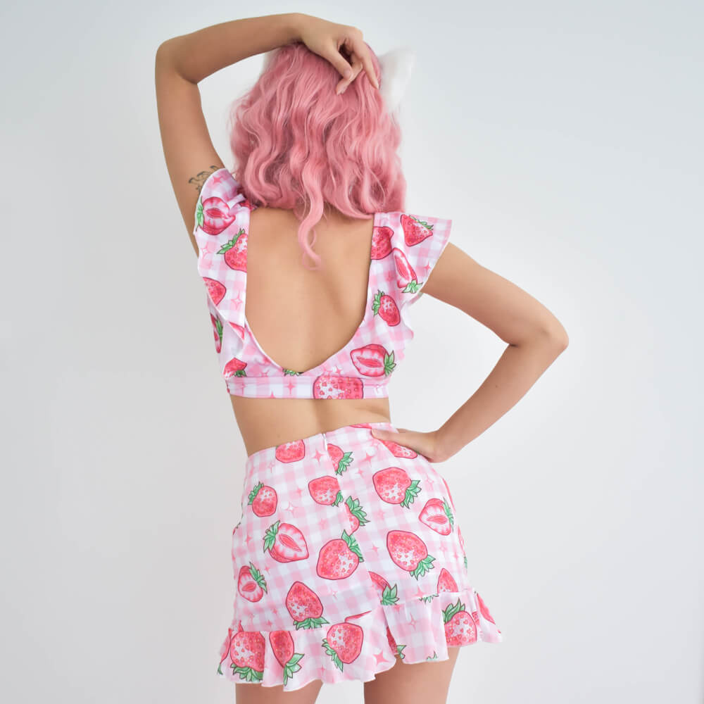 Strawberry Chiffon Mini Skirt - Pink 🍓
