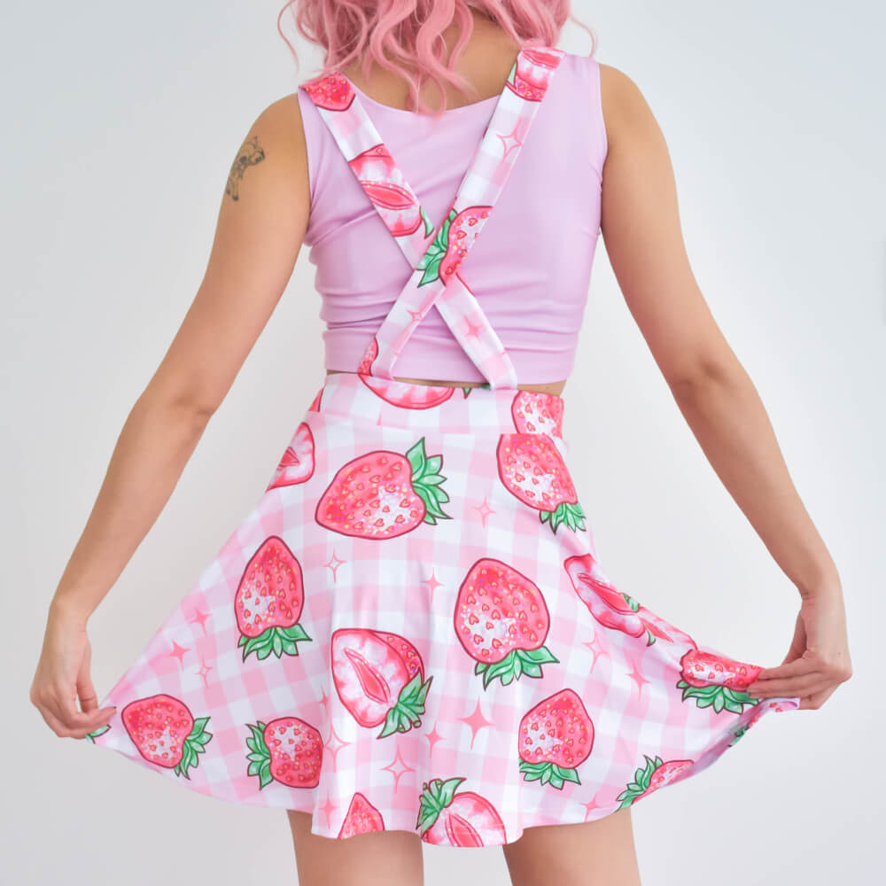 Strawberry Suspender Skirt - Pink 🍓