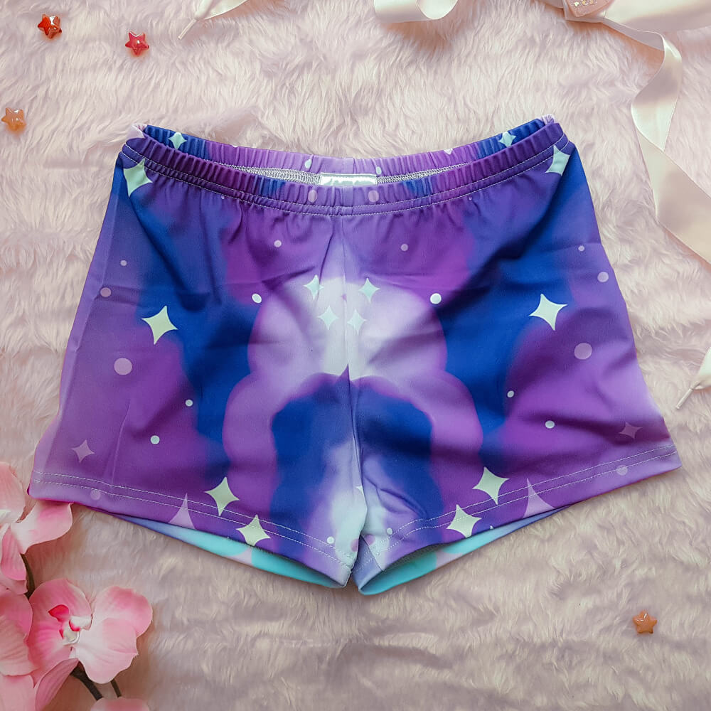 Purple Galaxy Booty Shorts