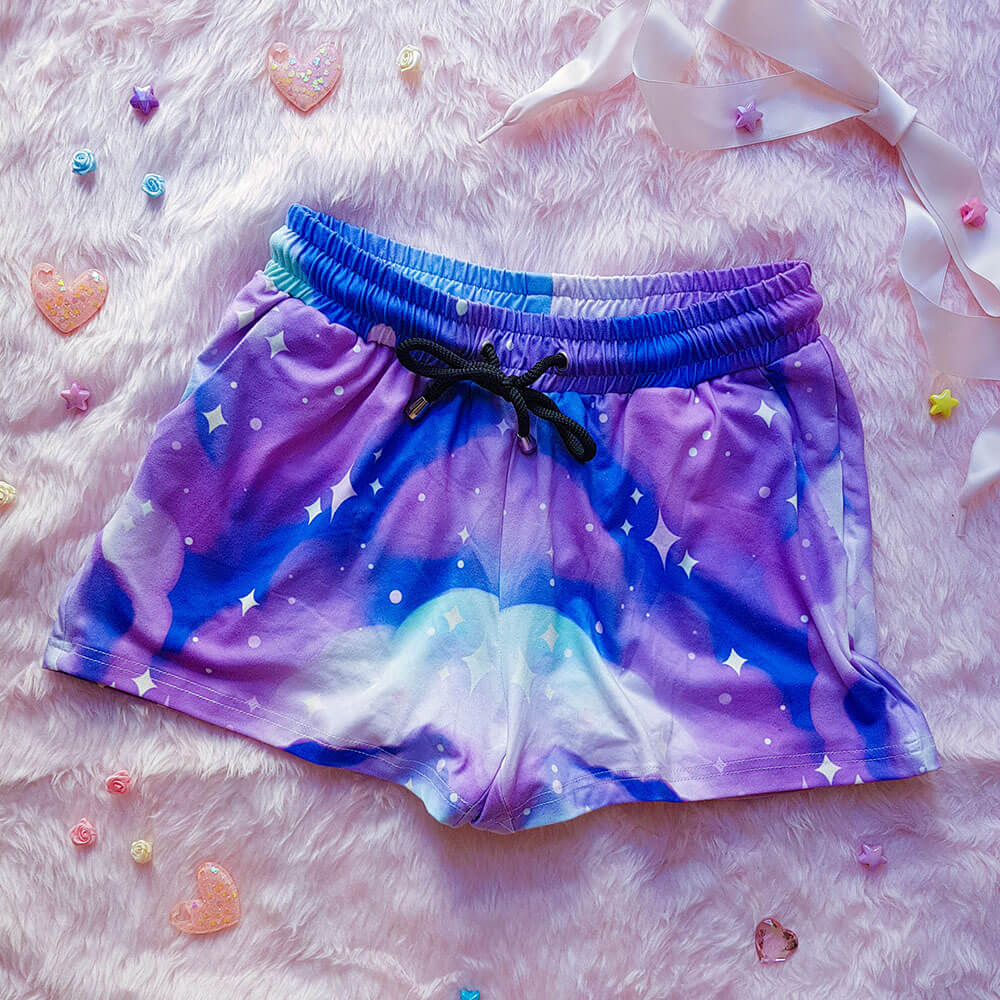 Purple Galaxy Velour Shorts