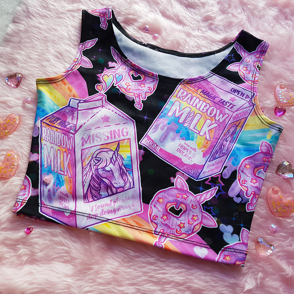 Rainbow Unicorn Milk Crop - Black