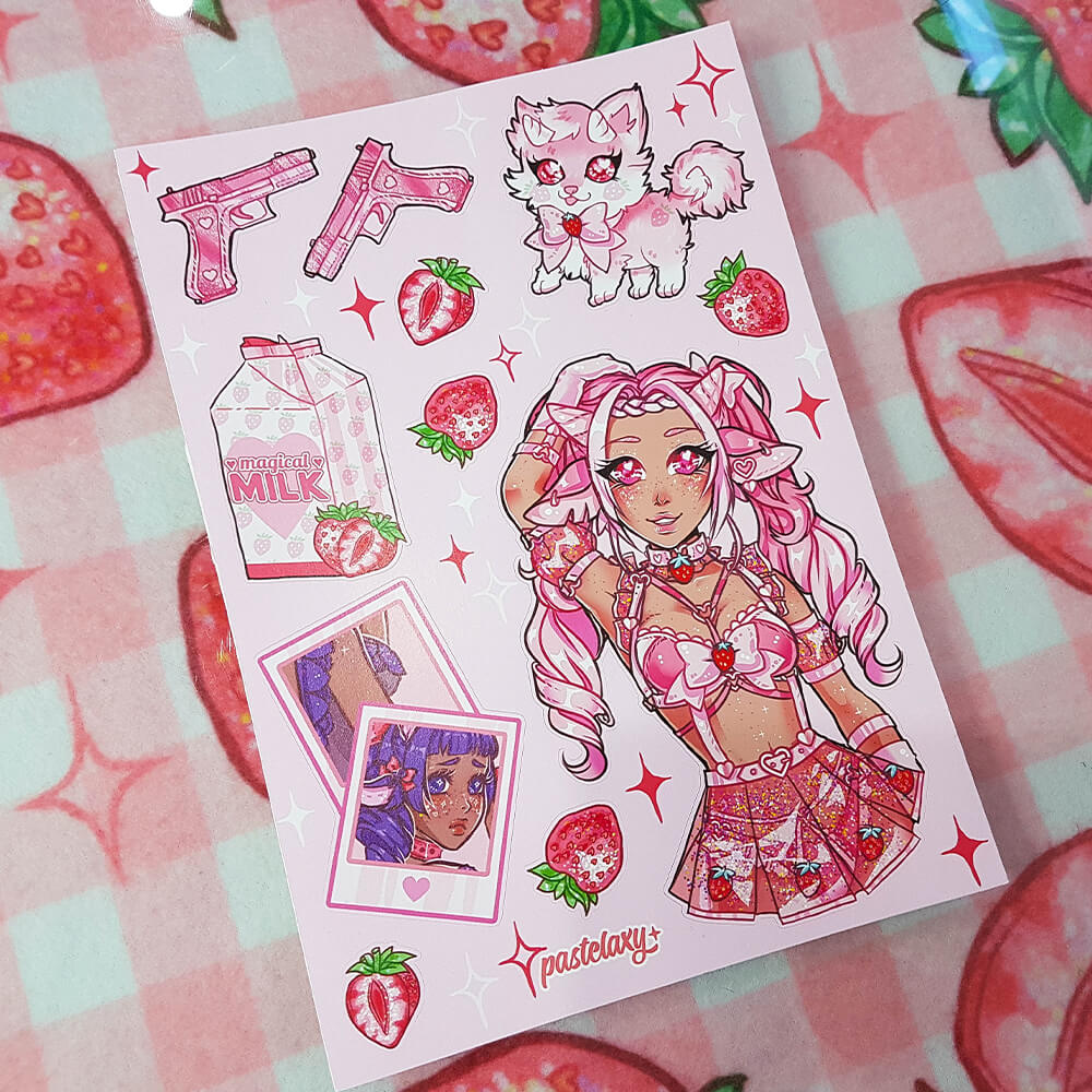 Strawberry Girl Sticker Sheet